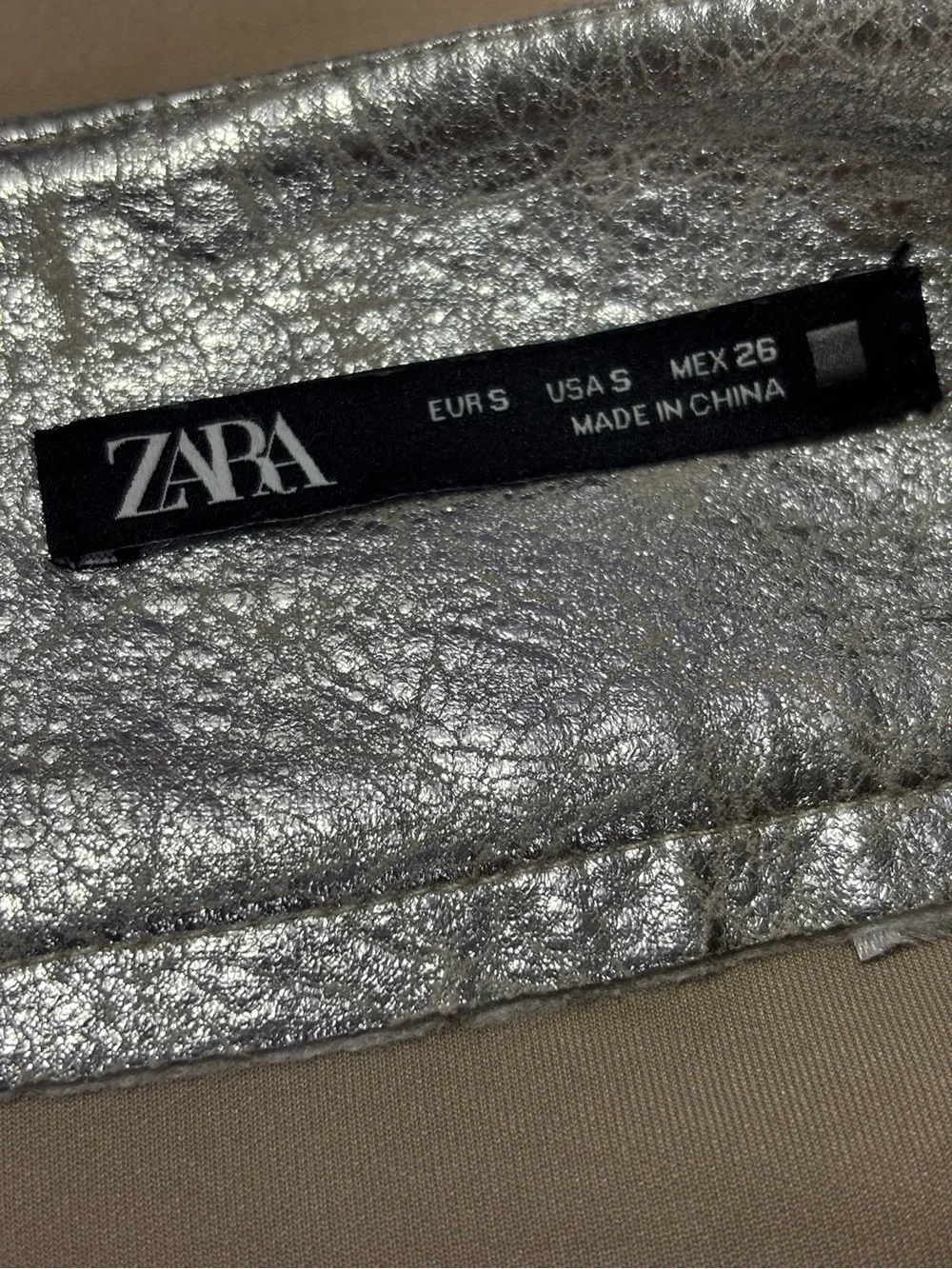 Zara Metallic Silver Midi Pencil Skirt Women's Size Small